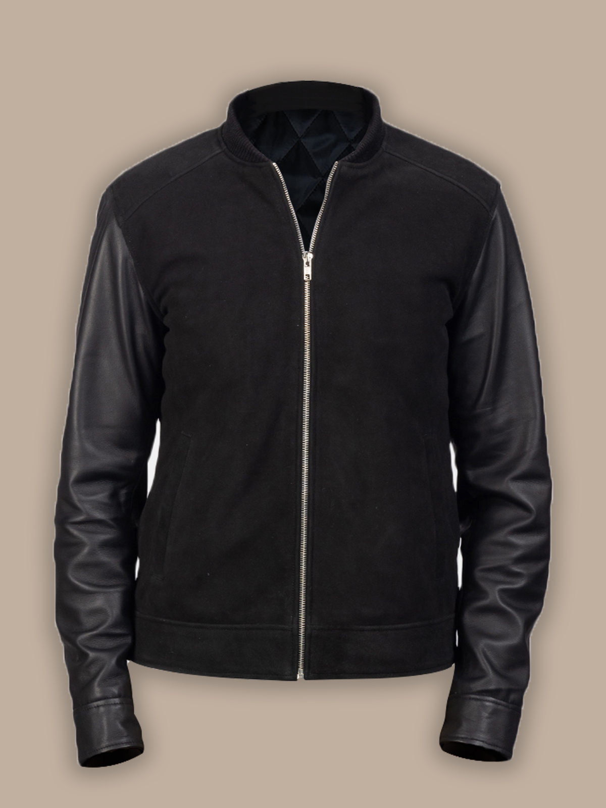 men-bomber-leather-jacket-3.jpg Men Jet Black Bomber Jacket - Image 1
