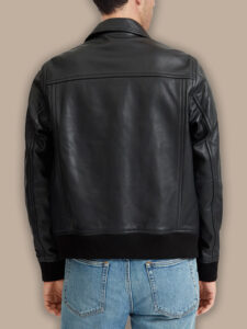 Men Biker Bomber Leather Jacket - Image 2