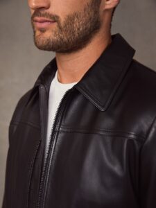 Men Vintage Black Leather Jacket - Mauve Tree - Image 4