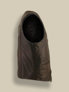 Men Brown Classic Biker Vest - Image 3