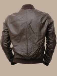 Men Hickory Brown Bomber Jacket - Image 2