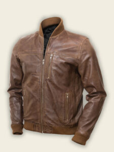 Men Tawny Brown Bomber Jacket