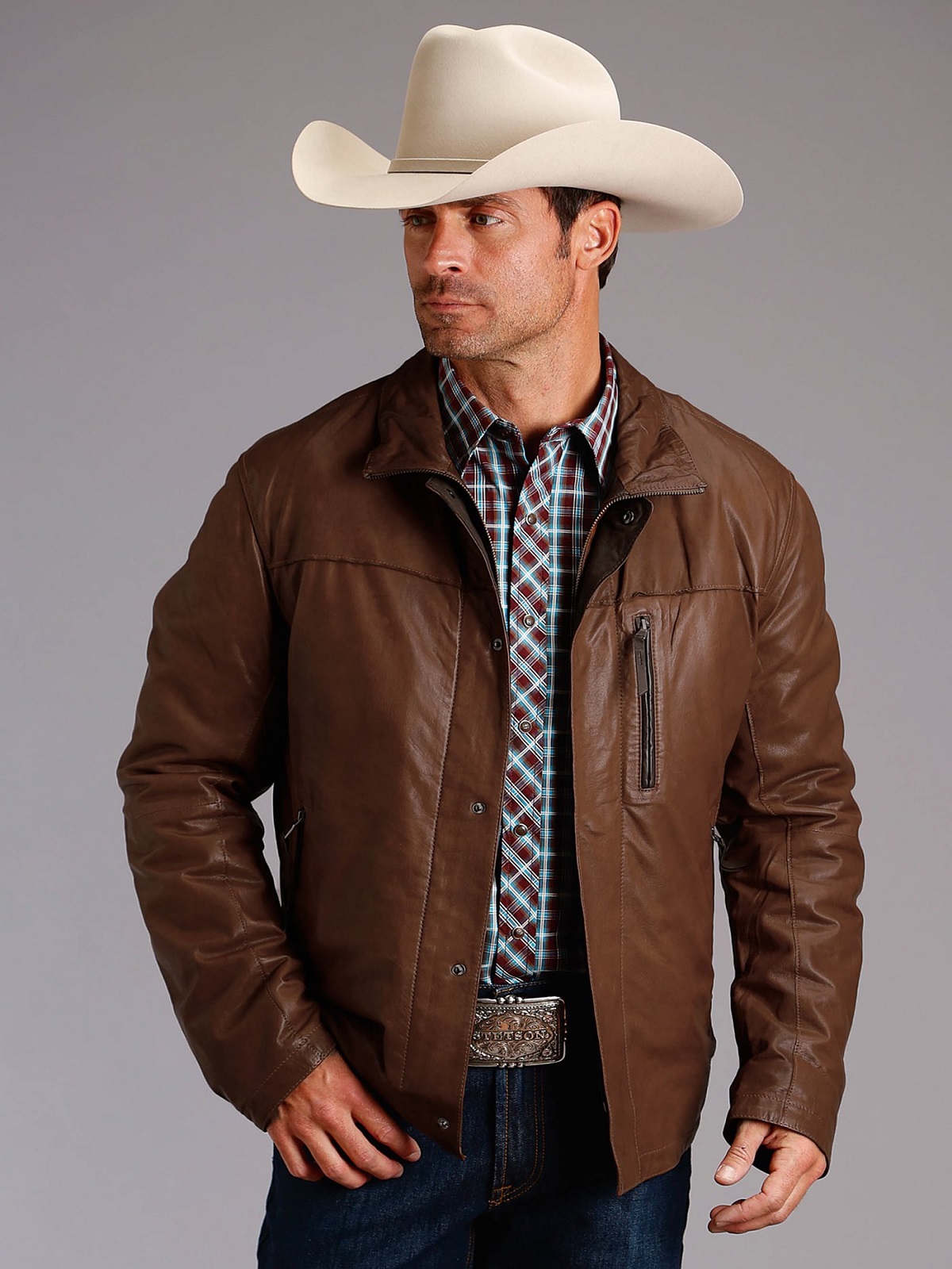 men-brown-cowboy-jacket-1-1-1-1.jpg Men Cowboy Leather Jacket - Mauve Tree - Image 1