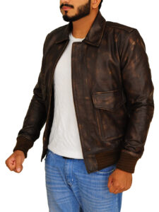 Brown Men Leather Jacket - Image 4