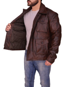 Men Brown Flap Pocket Jacket - Image 4