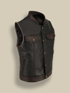 Men Two Tone Leather Vest - Image 3
