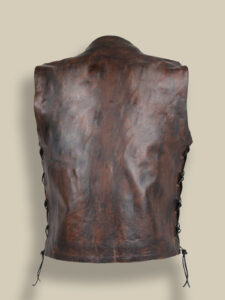 Men Distressted Brown Vest - Mauve Tree - Image 2