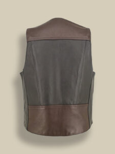 Men Vintage Leather Vest - Mauve Tree - Image 2