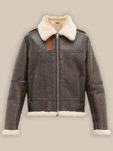 Men Dark Brown Shearling Jacket