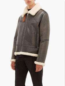 Men Dark Brown Shearling Jacket - Image 3