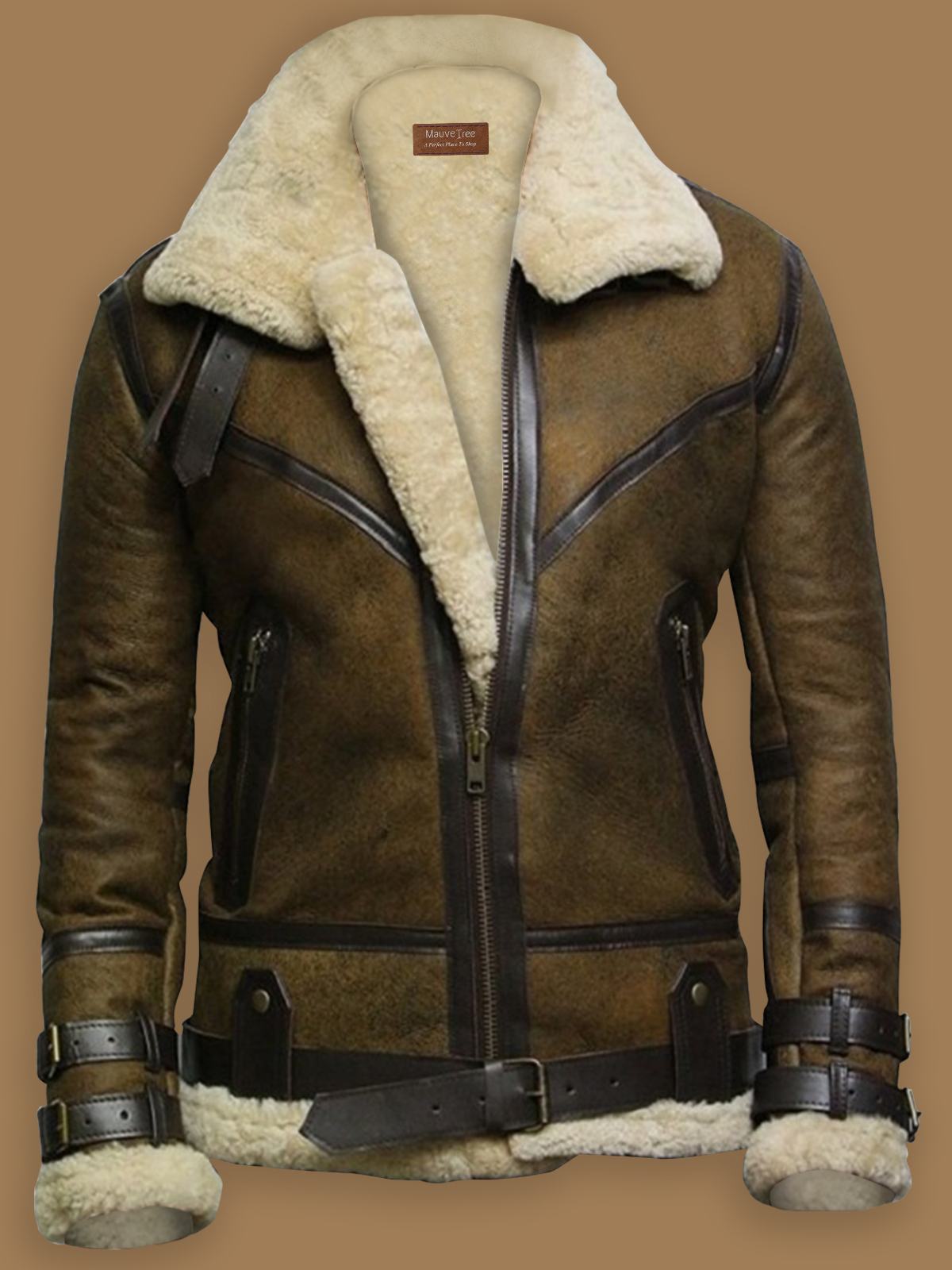 men-brown-sheepskin-leather-jacket-1-1-1-1.jpg Brown B3 Bomber Men Sheepskin Jacket - Mauve Tree - Image 1