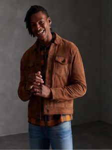 Men Tawny Brown Suede Jacket