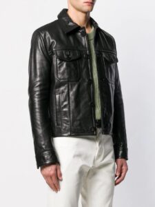 Men Button Down Jacket - Mauve Tree