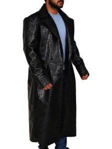 Men's Croc Pattern Leather Coat - Mauve Tree - Image 3