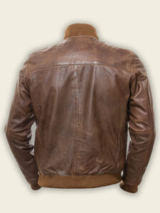 Men Tawny Brown Bomber Jacket - Image 2