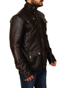 Mens Dark Brown Leather Jacket - Mauve Tree - Image 2