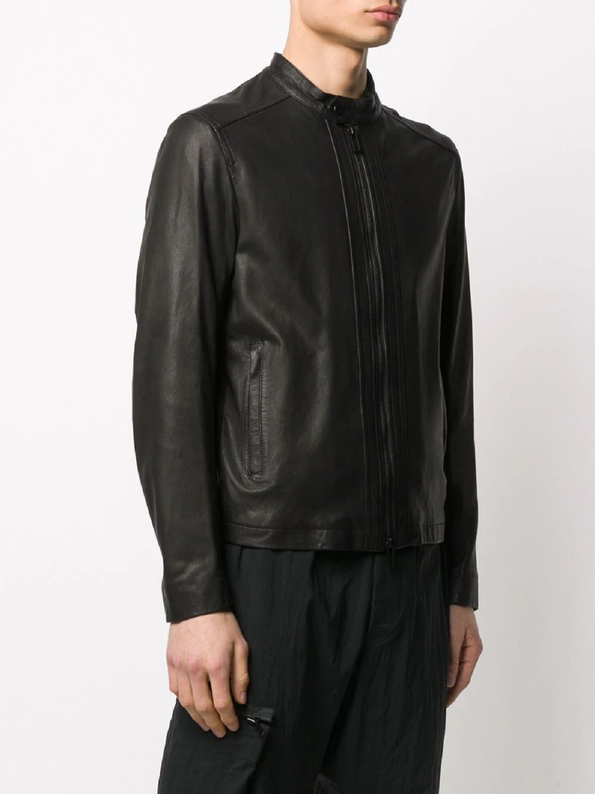 men-dark-brown-leather-jacket.jpg Men Wood Brown Leather Jacket - Image 1