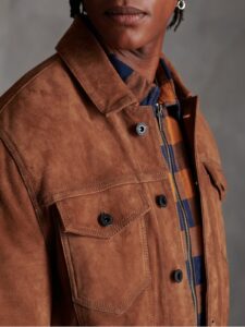 Men Tawny Brown Suede Jacket - Image 5