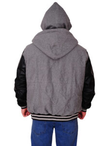 Men Double Hoodie Grey Jacket - Image 2