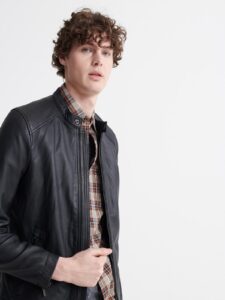 Men Dull Black Leather Jacket - Image 4