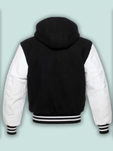 Basic Black Hoodie Varsity Jacket - Image 2