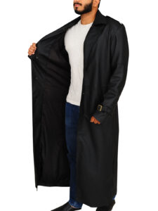 Black Lapel Collar Trench Coat - Image 4