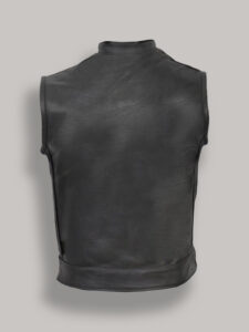 Men Black Leather Vest - Image 2
