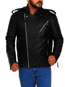 Men Moto Leather Jacket - Image 5