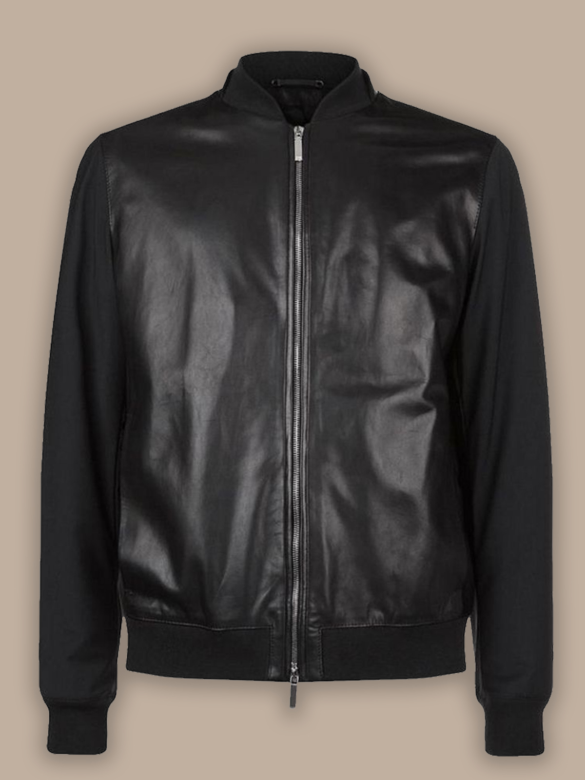 men-pure-black-jacket.jpg Men Pure Black Bomber Jacket - Image 1