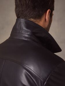 Men Vintage Black Leather Jacket - Mauve Tree - Image 6