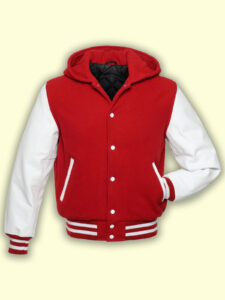 Red Hoodie Varsity Jacket