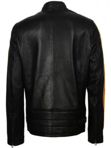 Men Red Stripes Biker Jacket - Image 2