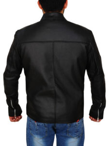 Men's Jet Black Leather Jacket - Image 2