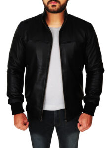 Men Sleek Black Leather Jacket