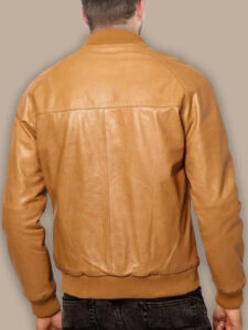 Men Casual Tan Brown Bomber Jacket - Image 2