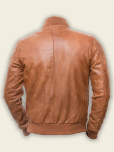 Men Brown Bomber Leather Jacket - Mauve Tree - Image 2
