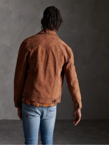 Men Tawny Brown Suede Jacket - Image 2