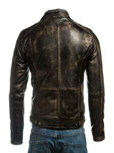 Men Vintage Biker Leather Jacket - Mauve Tree - Image 2