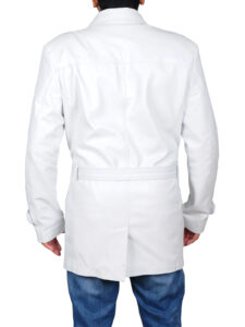 White Leather Men Coat - Image 2