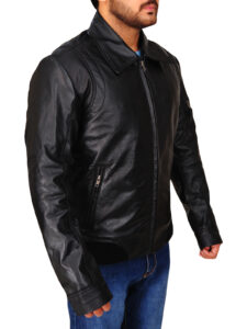 Men's Classic Black Leather Jacket - Image 3