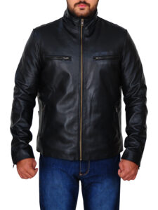 Men's Black Leather Jacket - Image 5