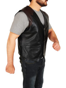 Men Cowboy Leather Vest - Image 3