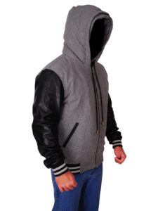 Men Double Hoodie Grey Jacket - Image 3