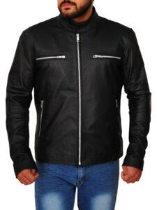 Men's Jet Black Leather Jacket - Image 5