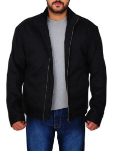 Men's Simple Black Cotton Jacket