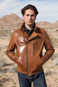 Men Brown Brando Leather Jacket - Image 3