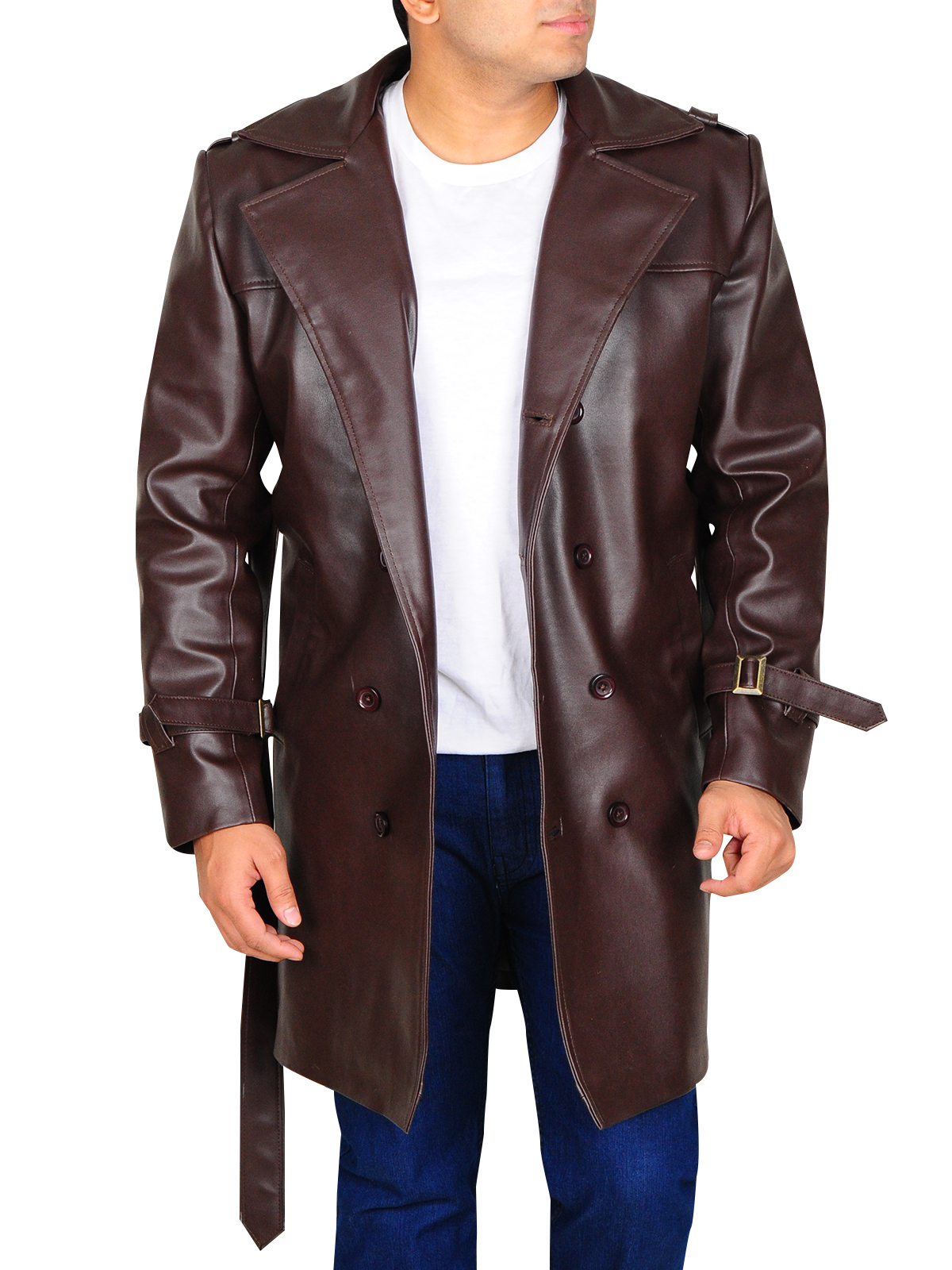 movie-watchmen-leather-jacket.jpg Brown Lapel Collar Trench Jacket - Image 1