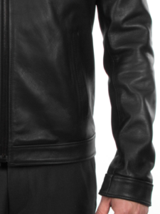 Men Black Bomber Jacket In Lambskin Leather - Image 3