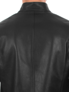 Men Black Bomber Jacket In Lambskin Leather - Image 5