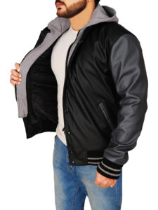 Varsity Black & Grey Hoodie Jacket - Image 4